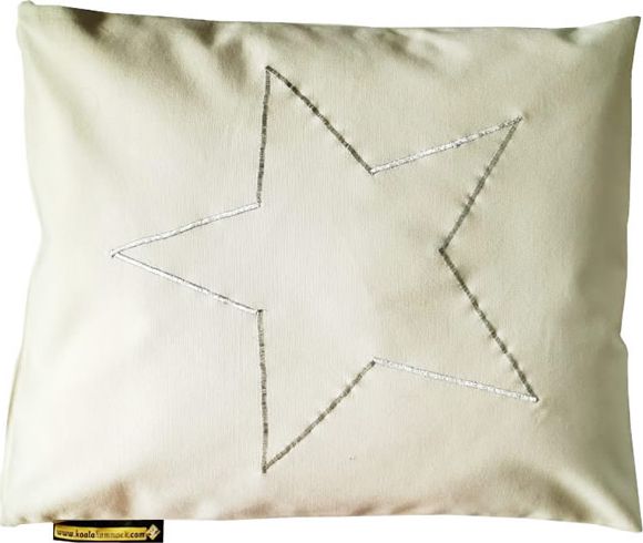 Koala Poduszka hamakowa duża z haftem, ecru-srebrny HP z haftem