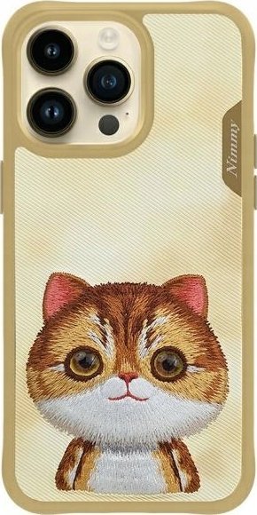 Nimmy iPhone 15 Pro 6.1" case khaki Big Eyed Pet 2.0 Cat