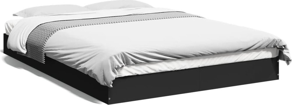 vidaXL Rama łóżka, czarna, 140x200 cm, materiał drewnopochodny