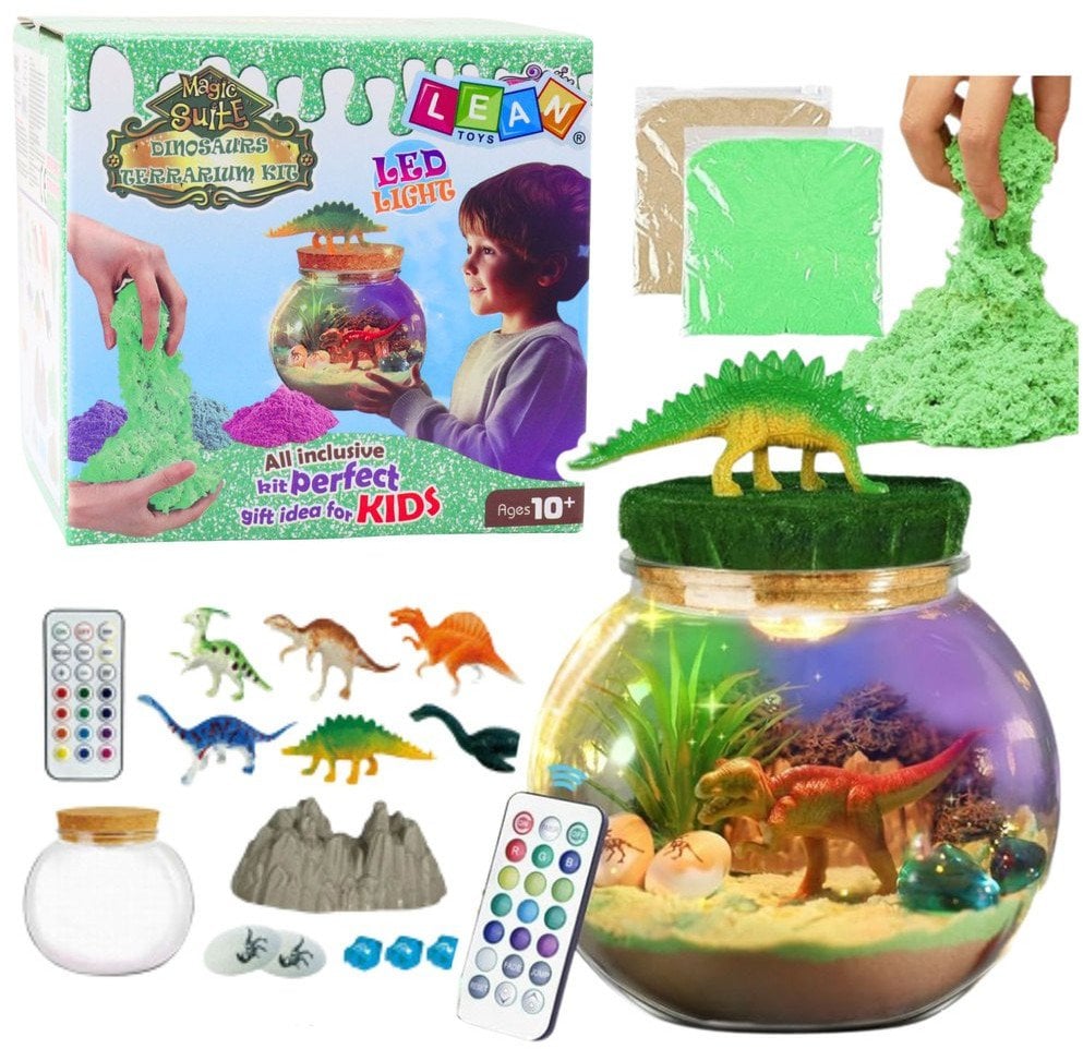 Zestaw Kreatywny Terrarium Dla Dinozaurów DIY Lampka LED Pilot EDUKAMP
