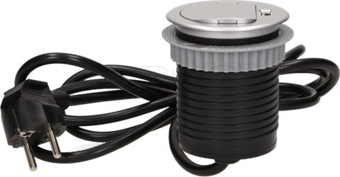 Orno Gniazdo meblowe wpuszczane w blat 1x250V AC z pokrywką, ładowarką USB (OR-AE-1373)