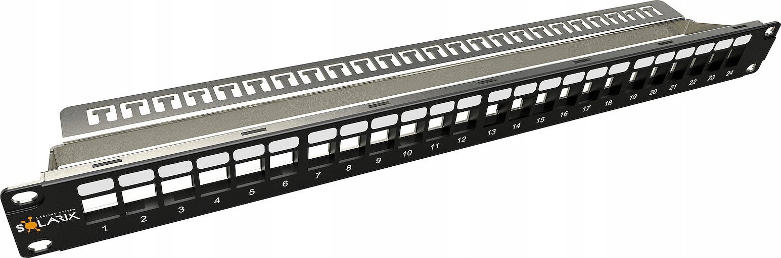 Solarix Solarix Modulární neosazený patch panel 24 portů 1U SX24M-0-STP-BK-UNI-N
