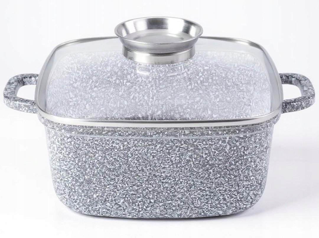 Garnek kwadratowy 26cm. Granitowy Masterpan MP-2109 z pokrywką