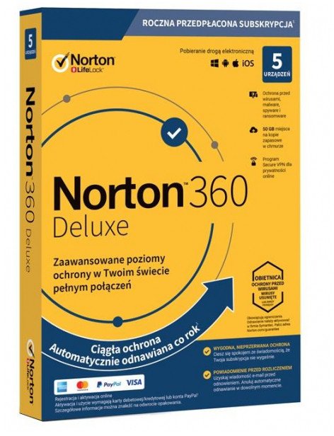symantec *ESD Norton 360 DELUXE 50GB PL 1 Użytkownik 5 Urządeń 1 Rok 21394530