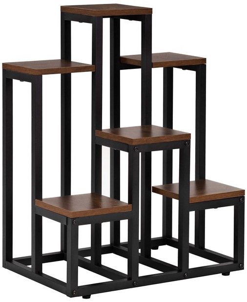 Kwietnik, regał na kwiaty, rośliny 67,5 cm stojący, metalowy 6 półek, ciemnobrązowy UNIWERSALNY