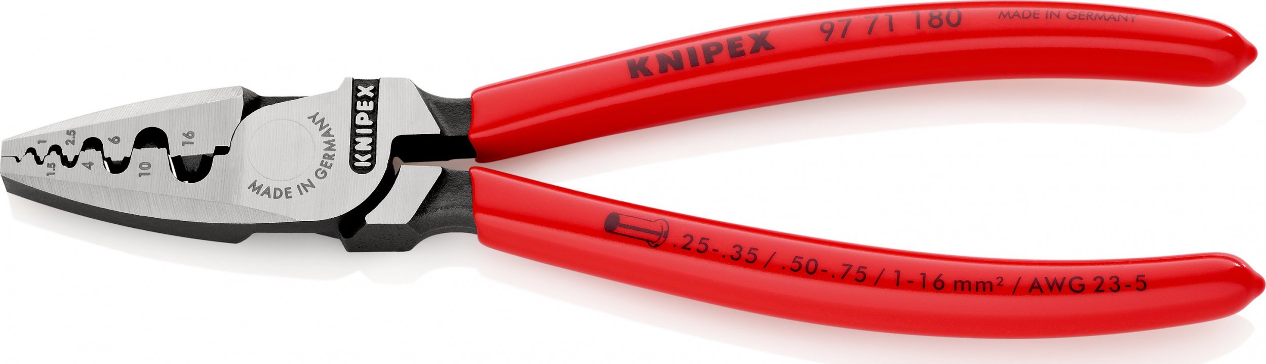 Knipex Szczypce do zagniatania tulejek kablowych 180mm (97 71 180)