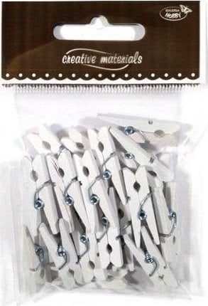 Klamerki drewniane białe 30mm 25szt