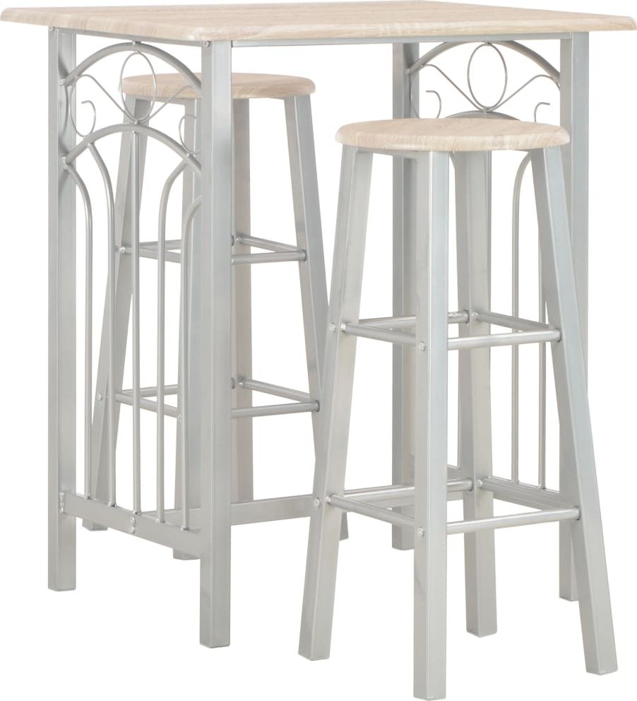 vidaXL 3-częściowy zestaw mebli barowych, drewno i stal