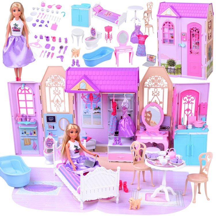 Rozkładany domek dla lalki walizka mebelki + lalka Anlily ZA5694 EDUKAMP