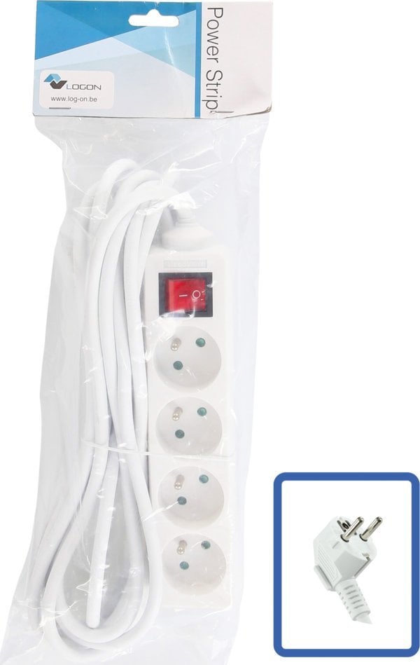 LOGON PROFESSIONAL LPS070 rozgałęziacz 5 m 4 x gniazdo sieciowe Wewnętrzna Biały