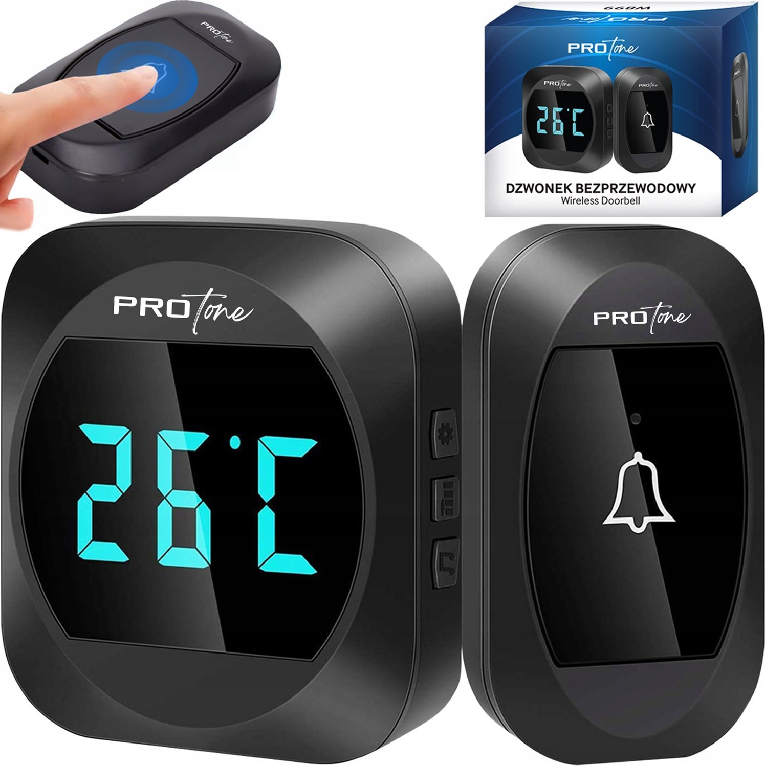 DZWONEK BEZPRZEWODOWY Z TERMOMETREM w899