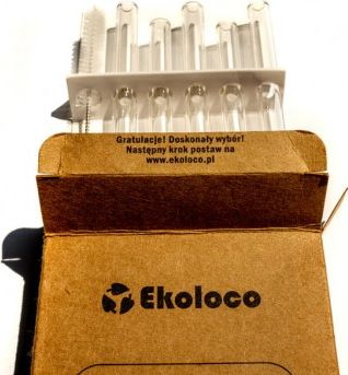 Ekoloco Szklane słomki proste, 5 szt.