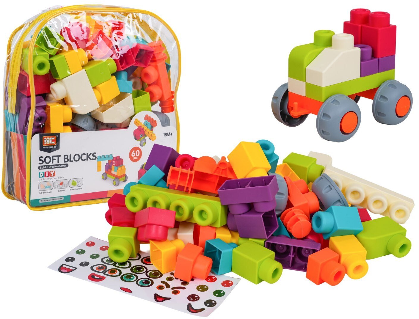 Zestaw Miękkich Klocków 60el. + Plecak