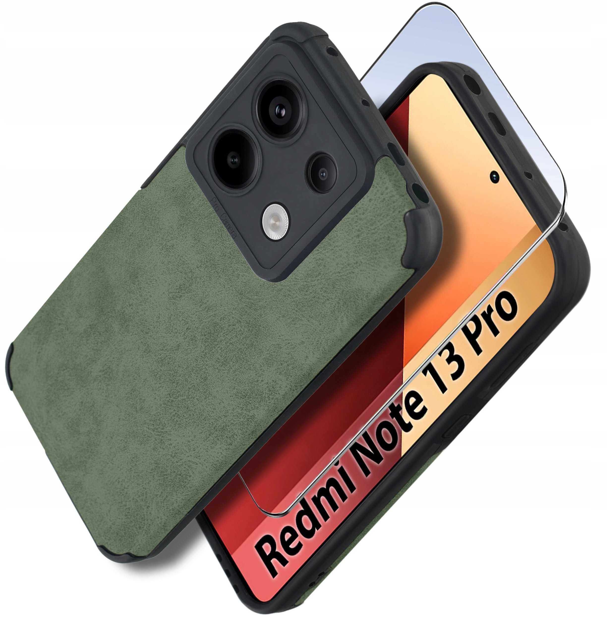 Etui do Xiaomi Redmi Note 13 Pro 4G silikonowe SKÓRZANE VINTAGE + Szkło 9H