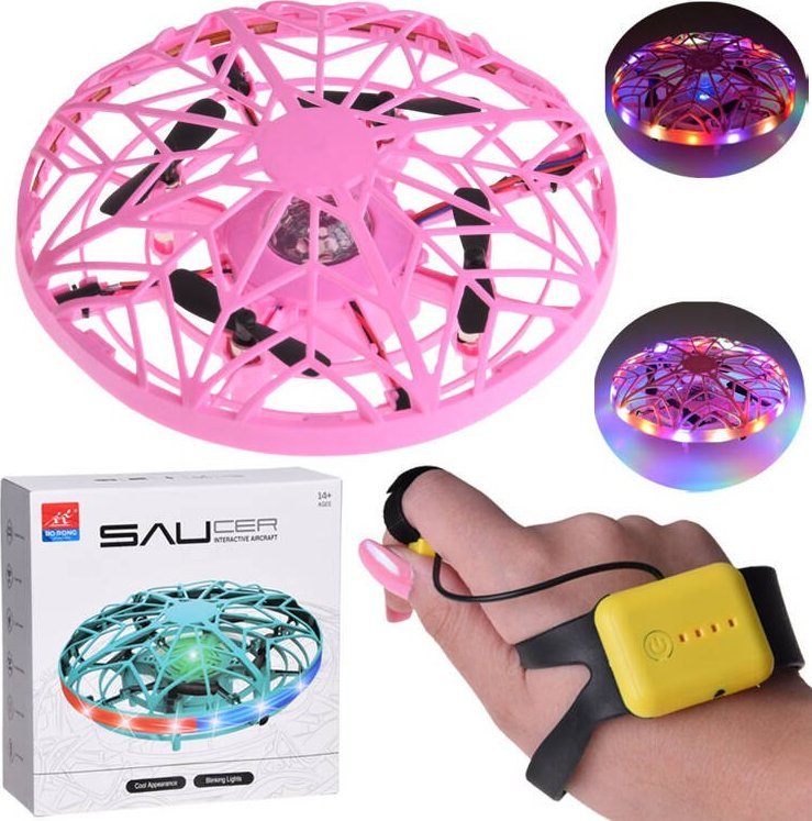 Jokomisiada Latający dysk dron z światłem led sterowany ręką RC0653 RO