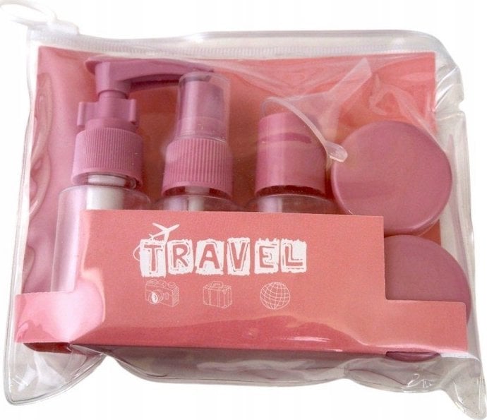 ECARLA_SET Zestaw akcesoriów podróżnych Różowy KS122R