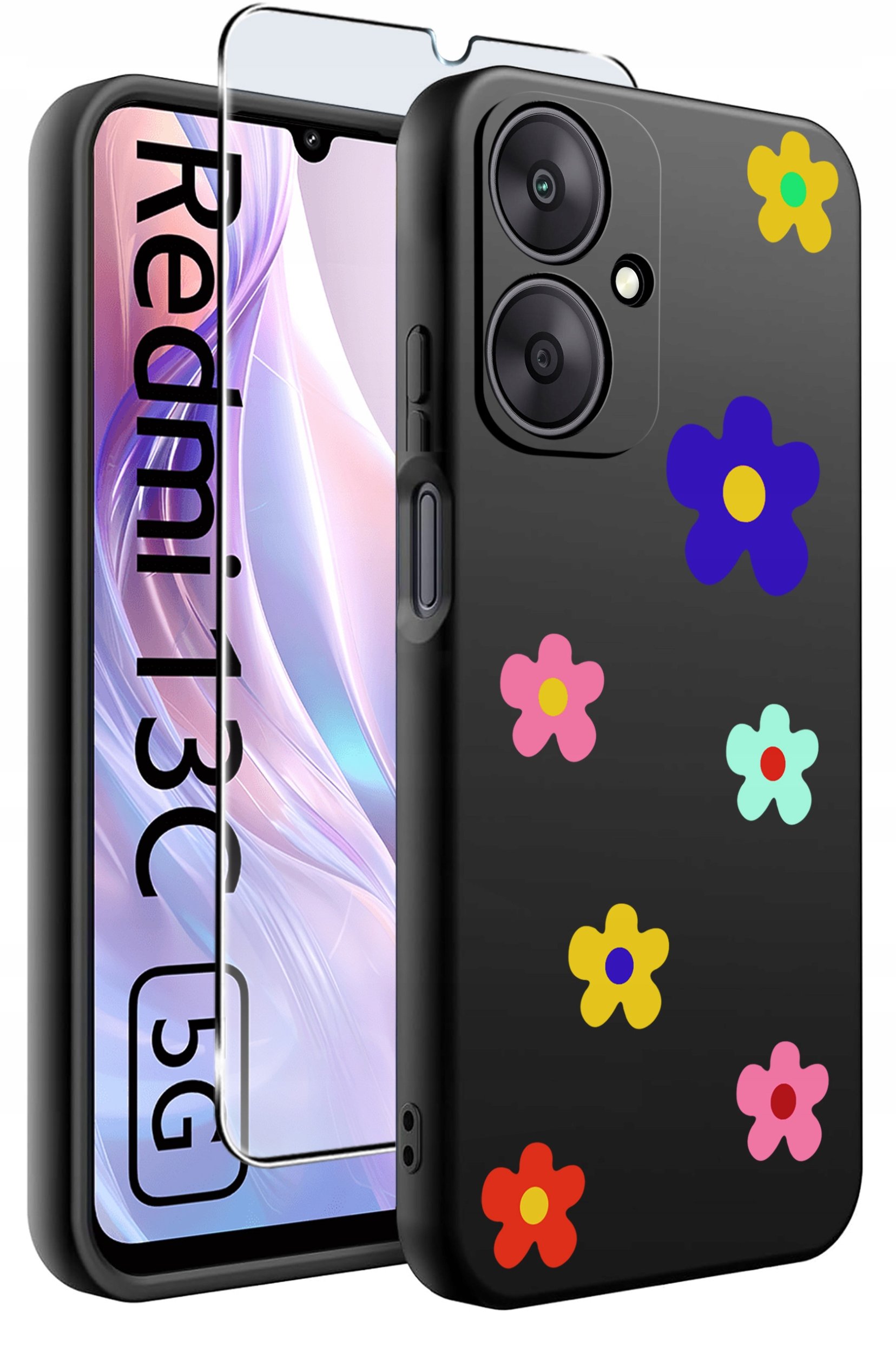 ETUI do Xiaomi Redmi 13C 5G WZORY |SILIKONOWE MATT CASE +SZKŁO HARTOWANE 9H