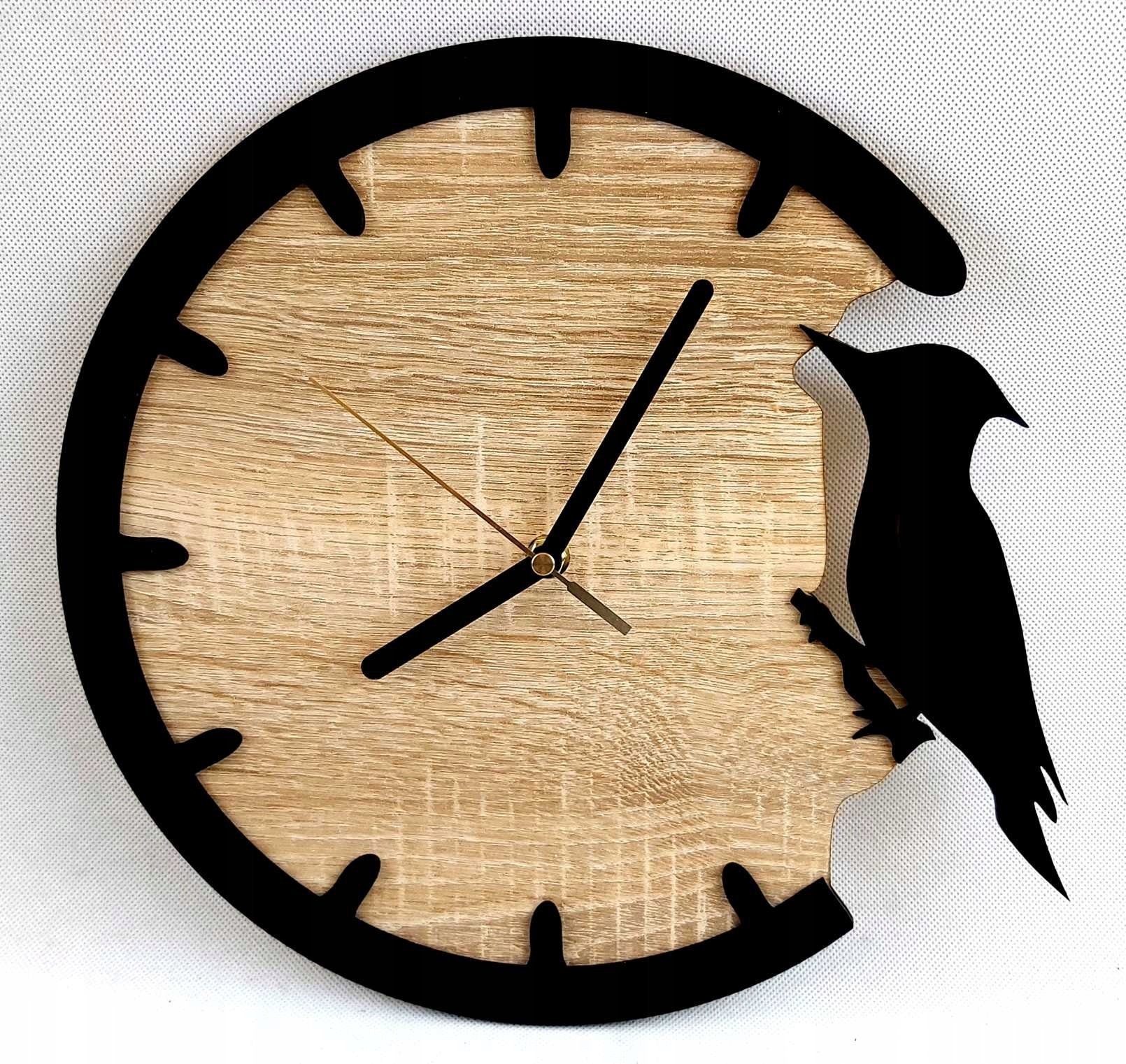 naSciane Zegar drzewo dzięcioł do salonu pomysł na prezent