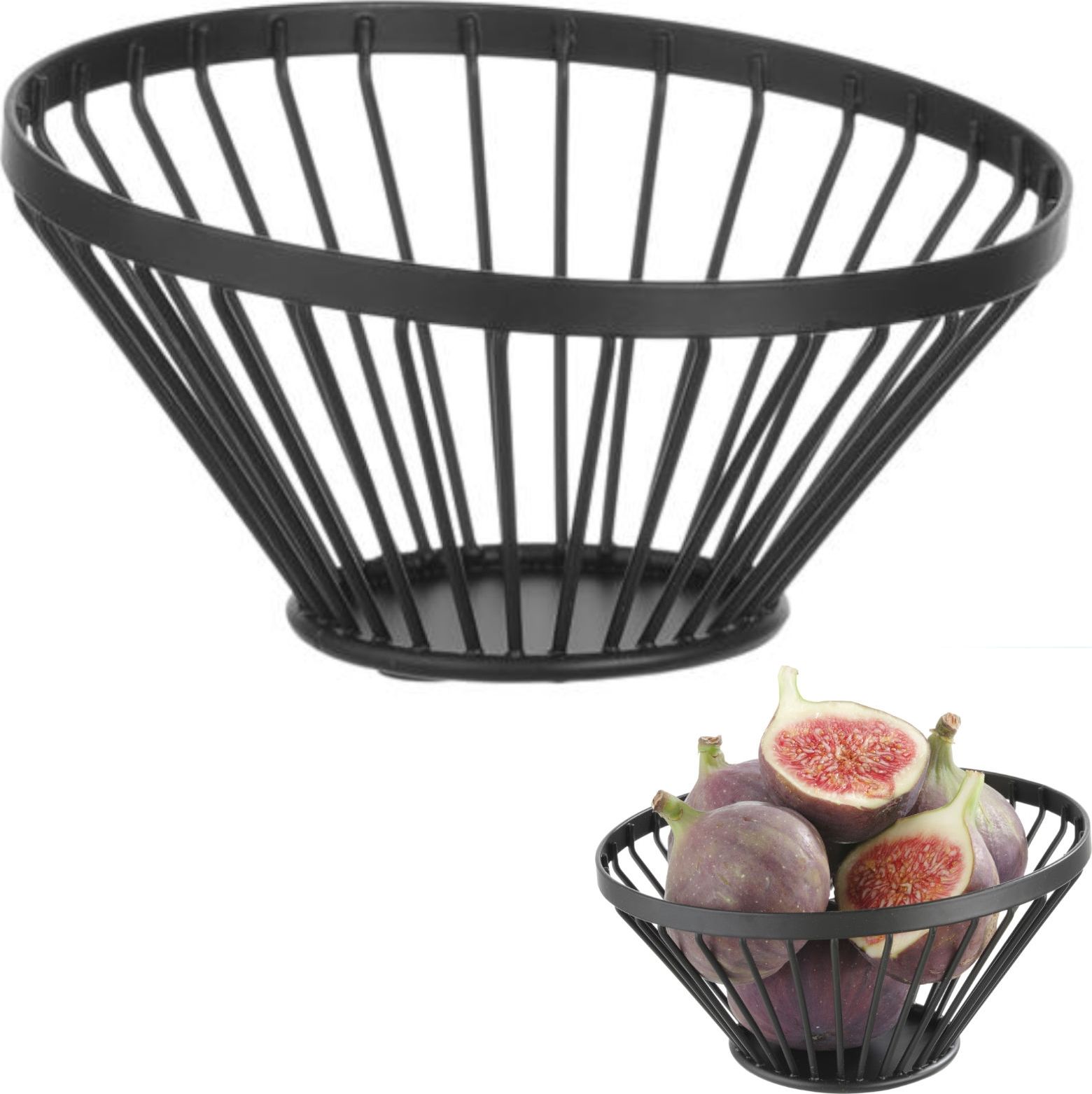 Hendi Koszyk miska druciana na owoce czarna z matową powłoką śr. 150 mm - Hendi 427095 Koszyk miska druciana na owoce czarna z matową powłoką śr. 150