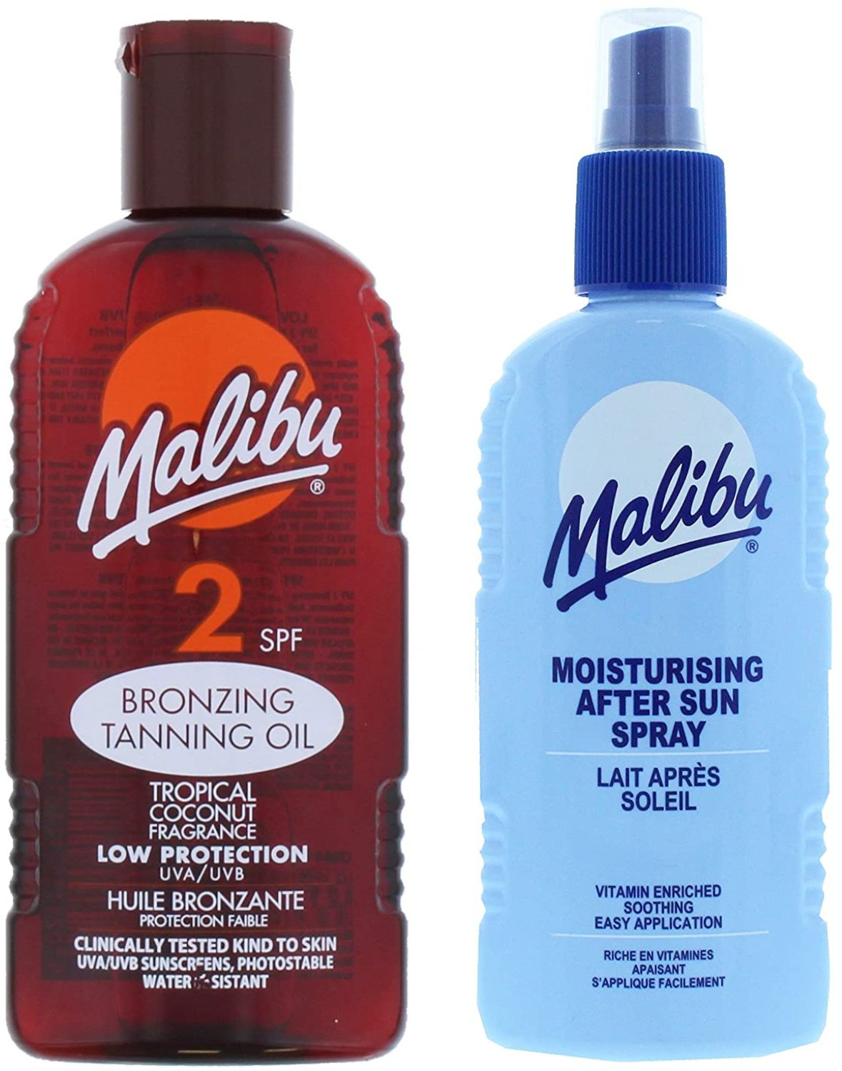 Malibu Olejek Do Opalania SPF2 200ml + Balsam W Sprayu Po Opalaniu 200ml
