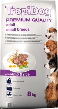 TropiDog Jagnięcina z ryżem TropiDog Premium Adult Small Breeds 8kg - 5900469570678