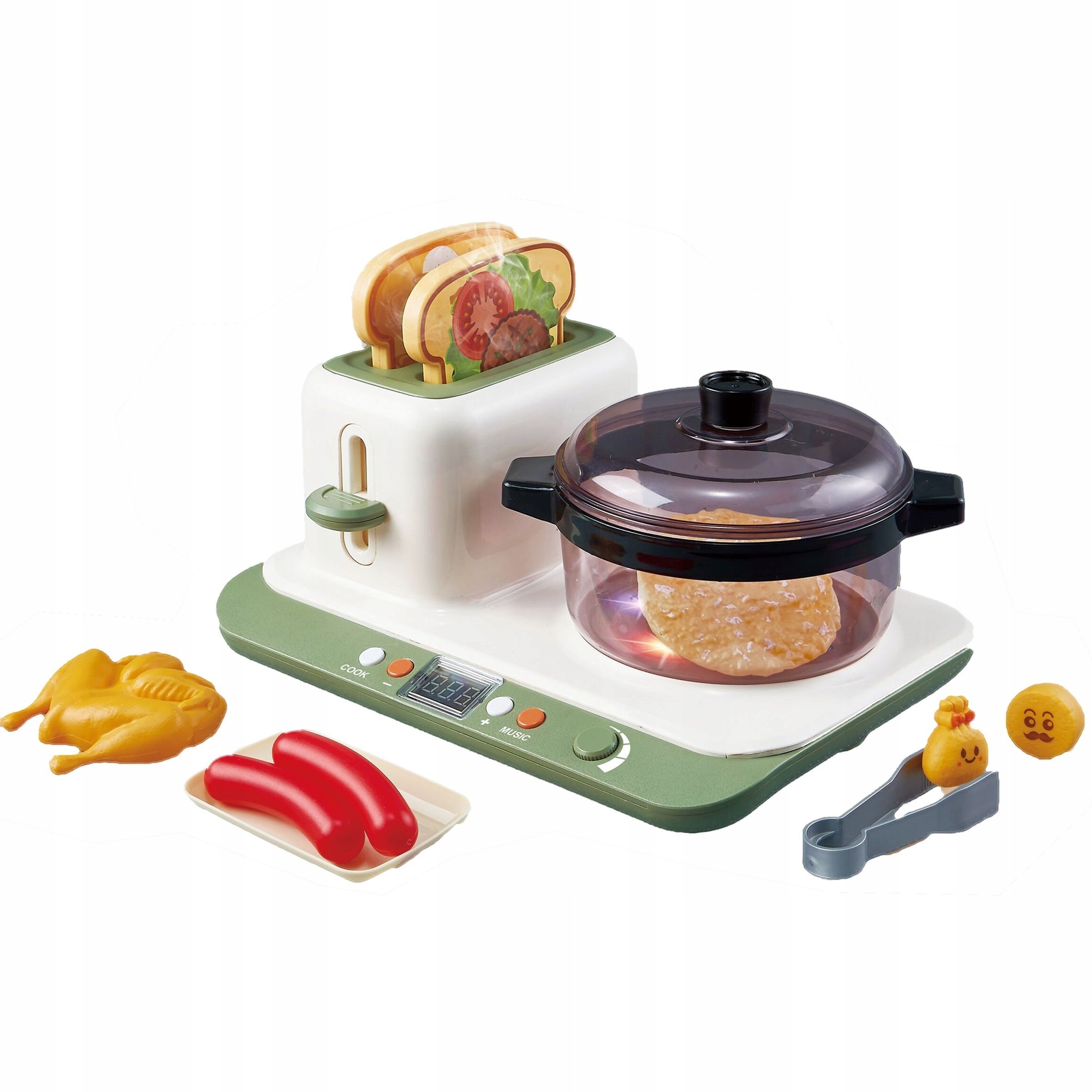 Zabawkowa kuchenka z tosterem i garnkiem dla dzieci