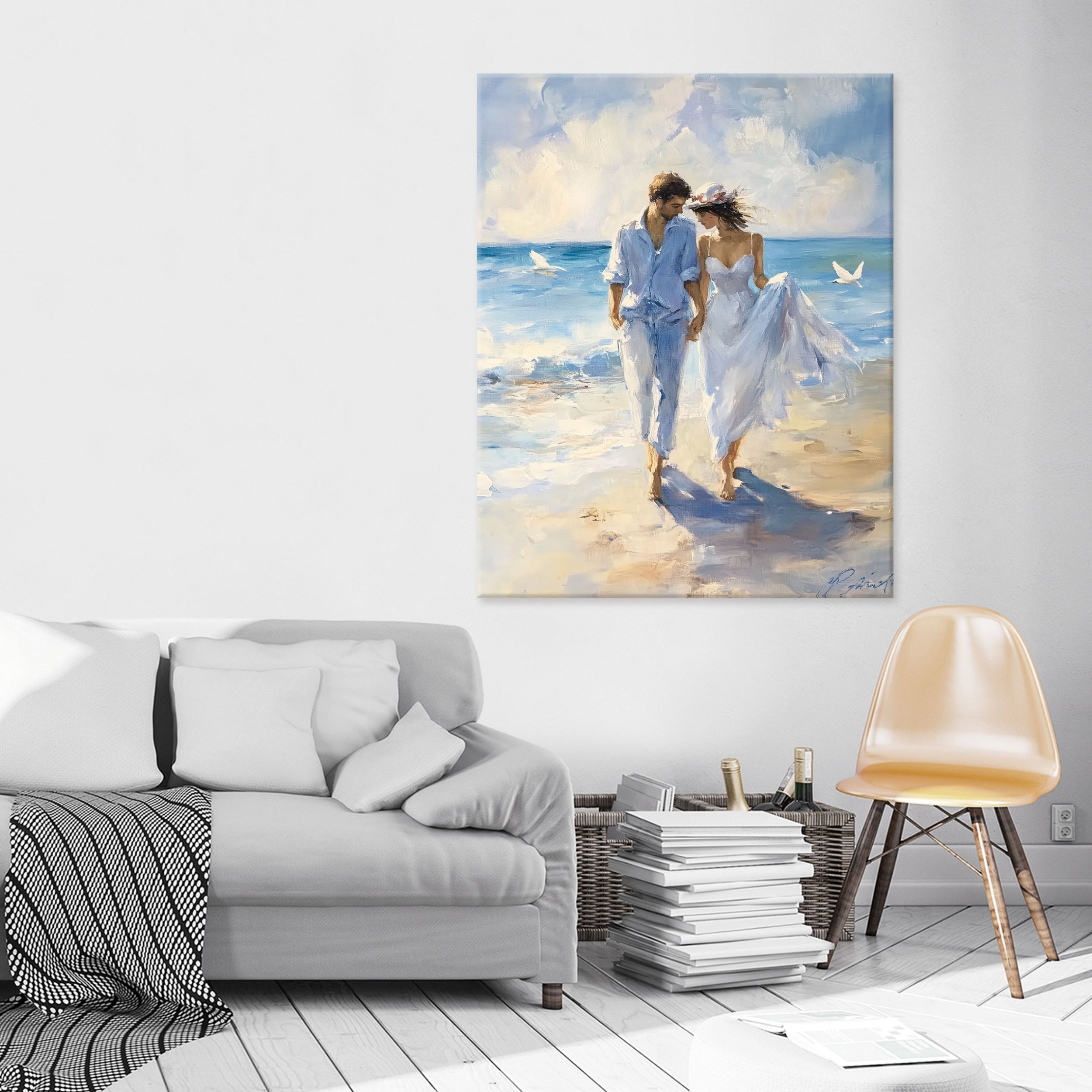 Obraz Kobieta I Mężczyzna Morze Do Sypialni Salonu Kuchni Na Płótnie 120X80