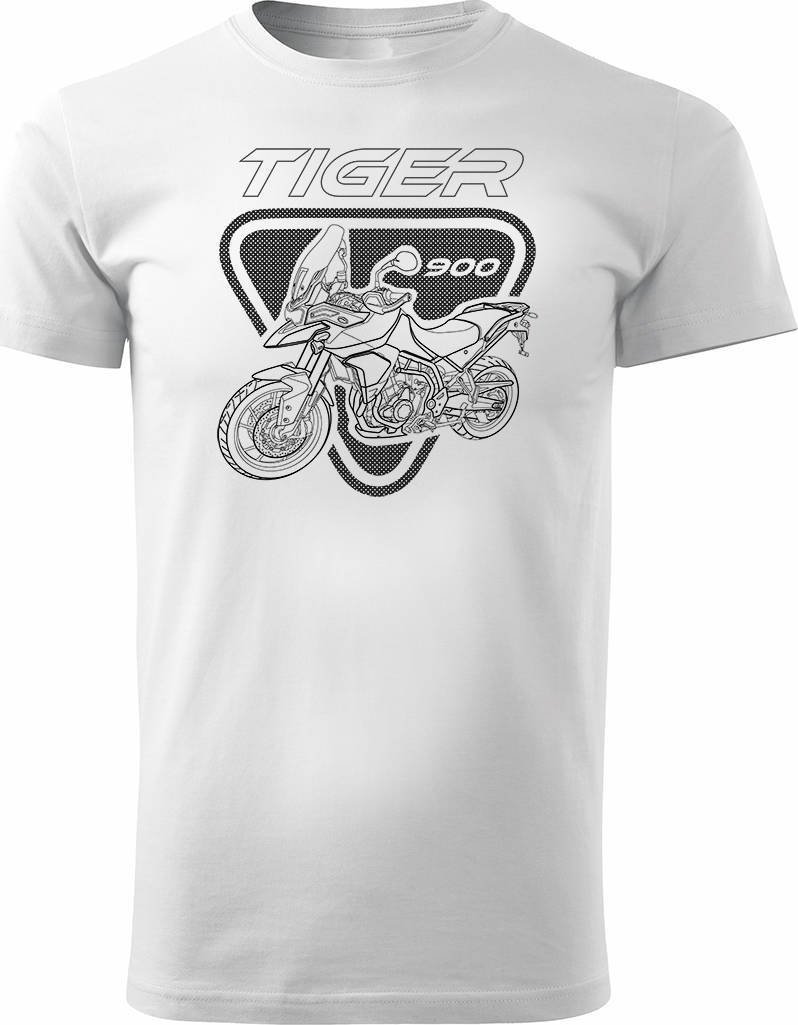 Topslang Koszulka motocyklowa z motocyklem na motor Triumph Tiger 900 męska biała REGULAR M