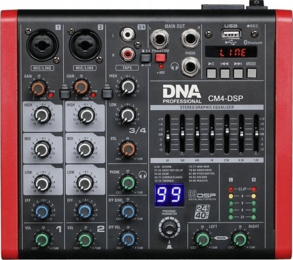 DNA DNA CM4-DSP mikser audio 4 kanały USB MP3 Bluetooth Phantom