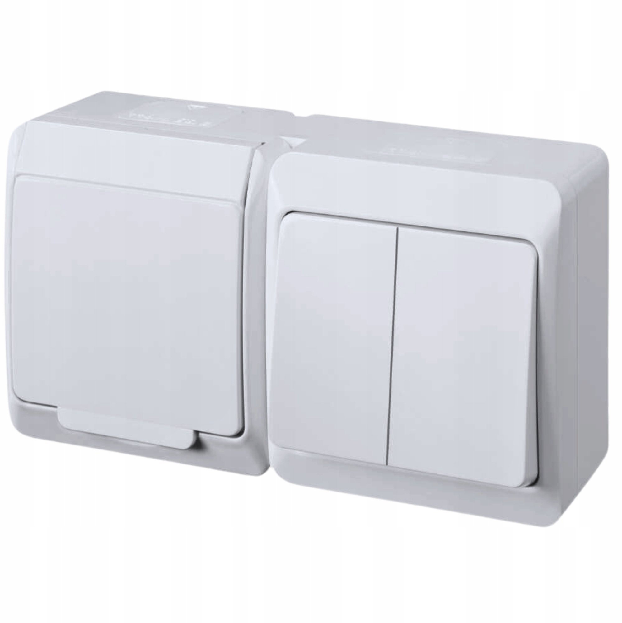 Elektro-Plast Gniazdo hermetyczne z uziemieniem + łącznik świecznikowy Hermes 0327-14 natynkowe IP44 białe