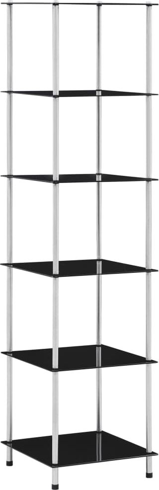 vidaXL 6-poziomowy regał, czarny, 40x40x160 cm, szkło hartowane