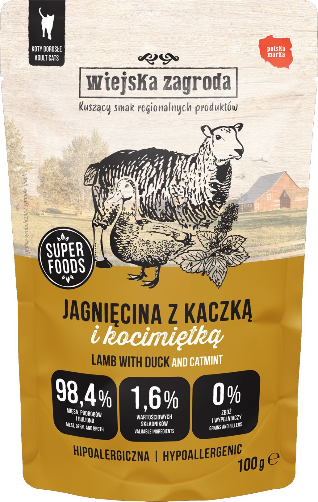 Karma mokra dla kota Jagnięcina z kaczką i kocimiętką (dorosły) 100g