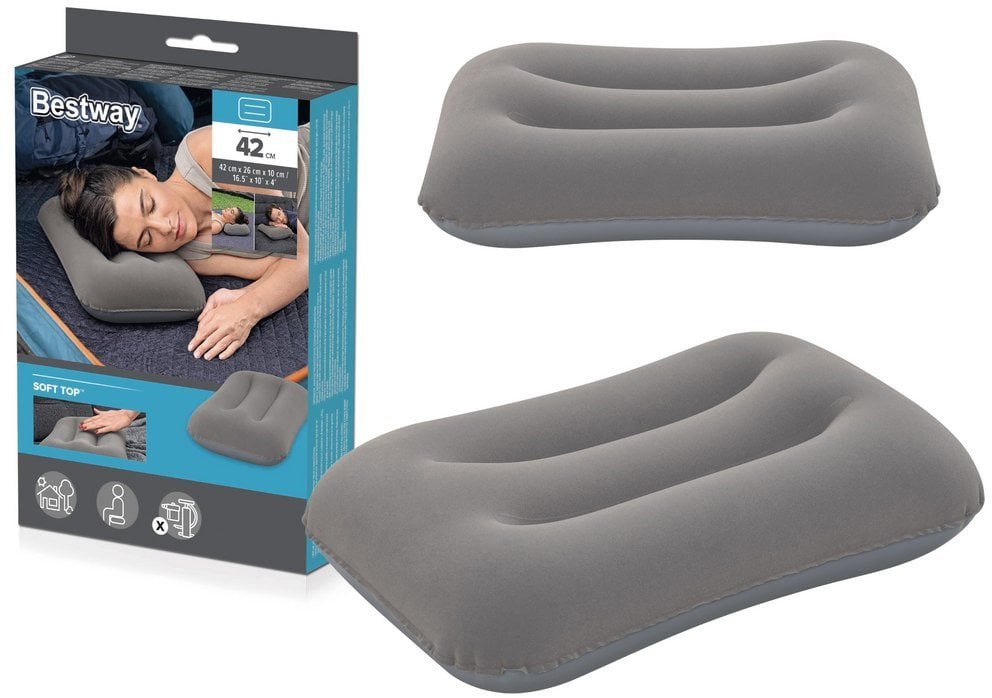 Bestway Dmuchana Poduszka Welurowa Szara 42 cm Bestway 67121