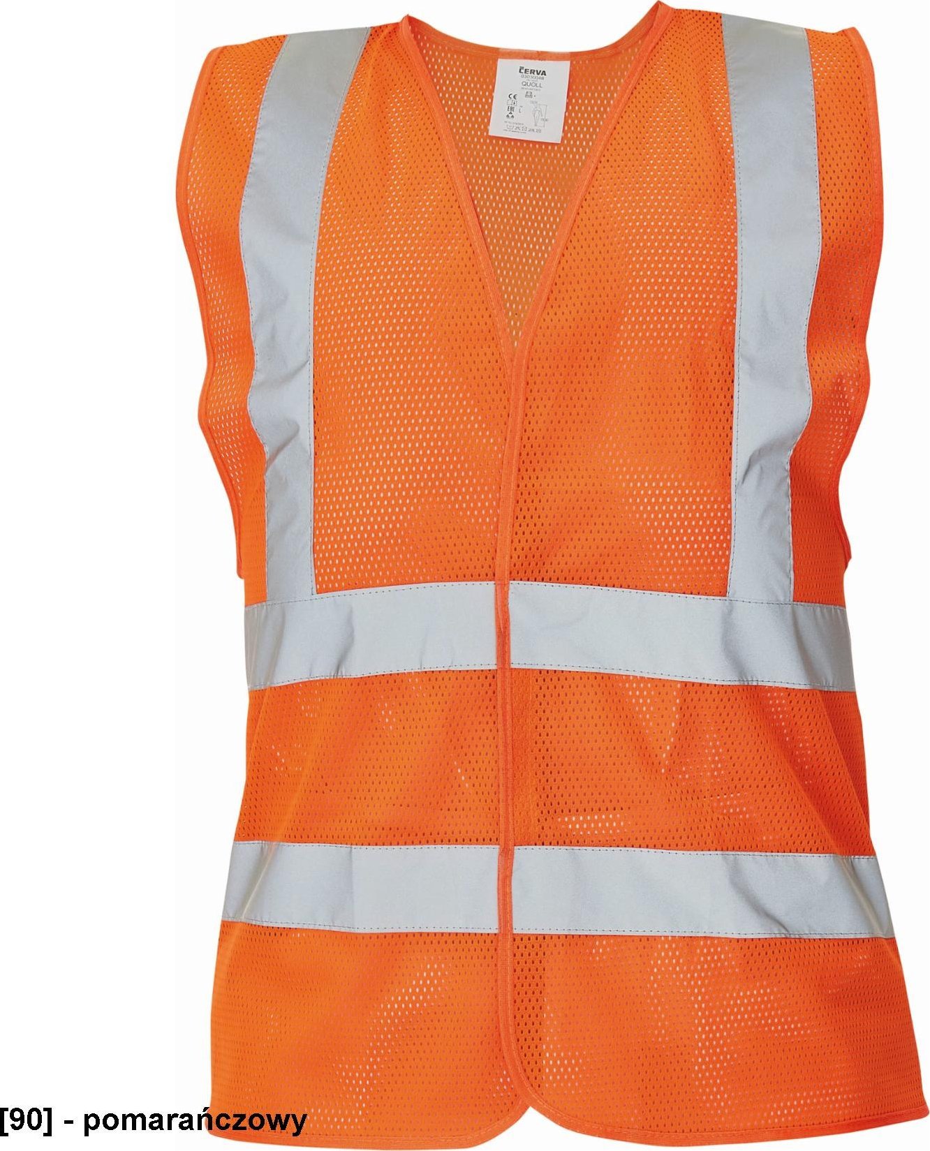 CERVA QUOLL - Kamizelka Hi-Vis z taśmami odblaskowymi z oddychającej poliestrowej siateczki - pomarańczowy M