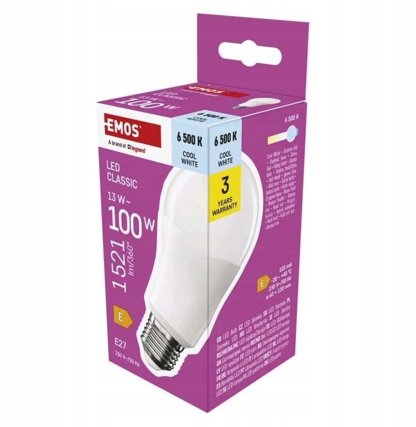 Żarówka LED Classic A60 E27 13W 1521lm 6500K zimna biel ZQ5E64