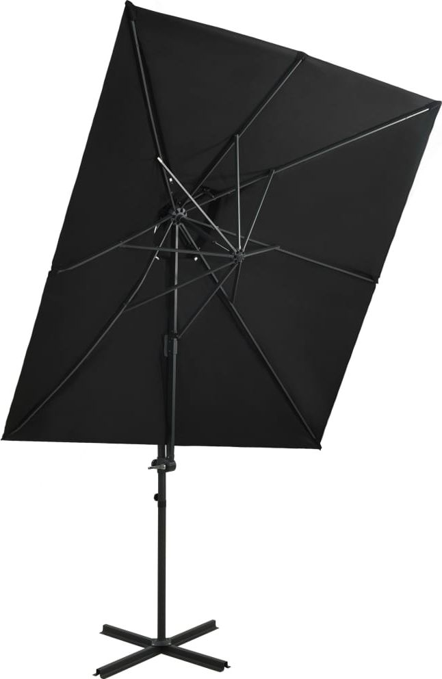 vidaXL Parasol wiszący z podwójną czaszą, czarny, 250x250 cm
