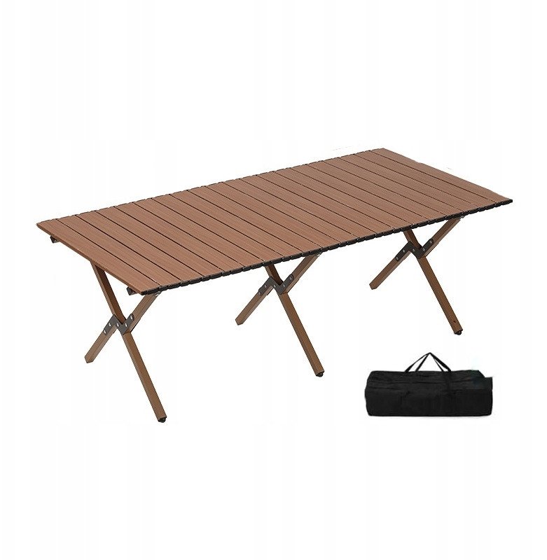 Stół OGRODOWY 120x90cm MOCNY ODPORNY Kempingowy TORBA MOCNY STABILNY C.BRĄZ