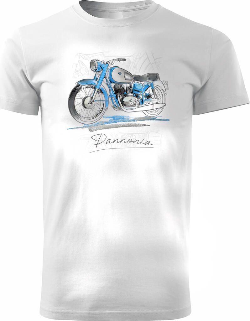 Topslang Koszulka z motocyklem na motor Pannonia panonia męska biała REGULAR XL