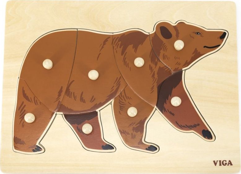 Viga Toys VIGA Drewniane Puzzle Montessori Miś Niedźwiedź z Pinezkami