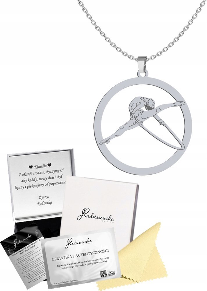 Radziszewska Jewellery Naszyjnik Srebrny Gimnastyka Artystyczna z Obręczą 925 GRAWER GRATIS