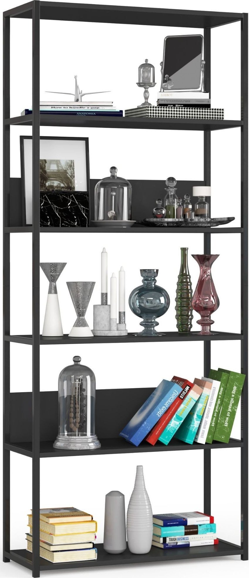 Fabryka Mebli Akord Regał industrialny metalowy 80 cm - czarny-czarny - 6 półek