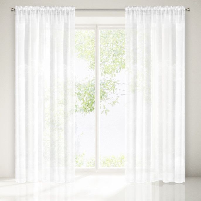 Eurofirany Firana o strukturze drobnego deszczyku REBECCA Biały 140X250 Taśma