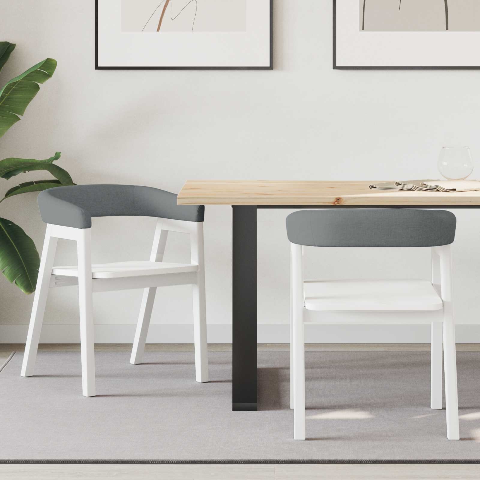 vidaXL Krzesła do jadalni 2 pcs Biały 54 x 57 x 73 cm Lekkie drewno gumowe