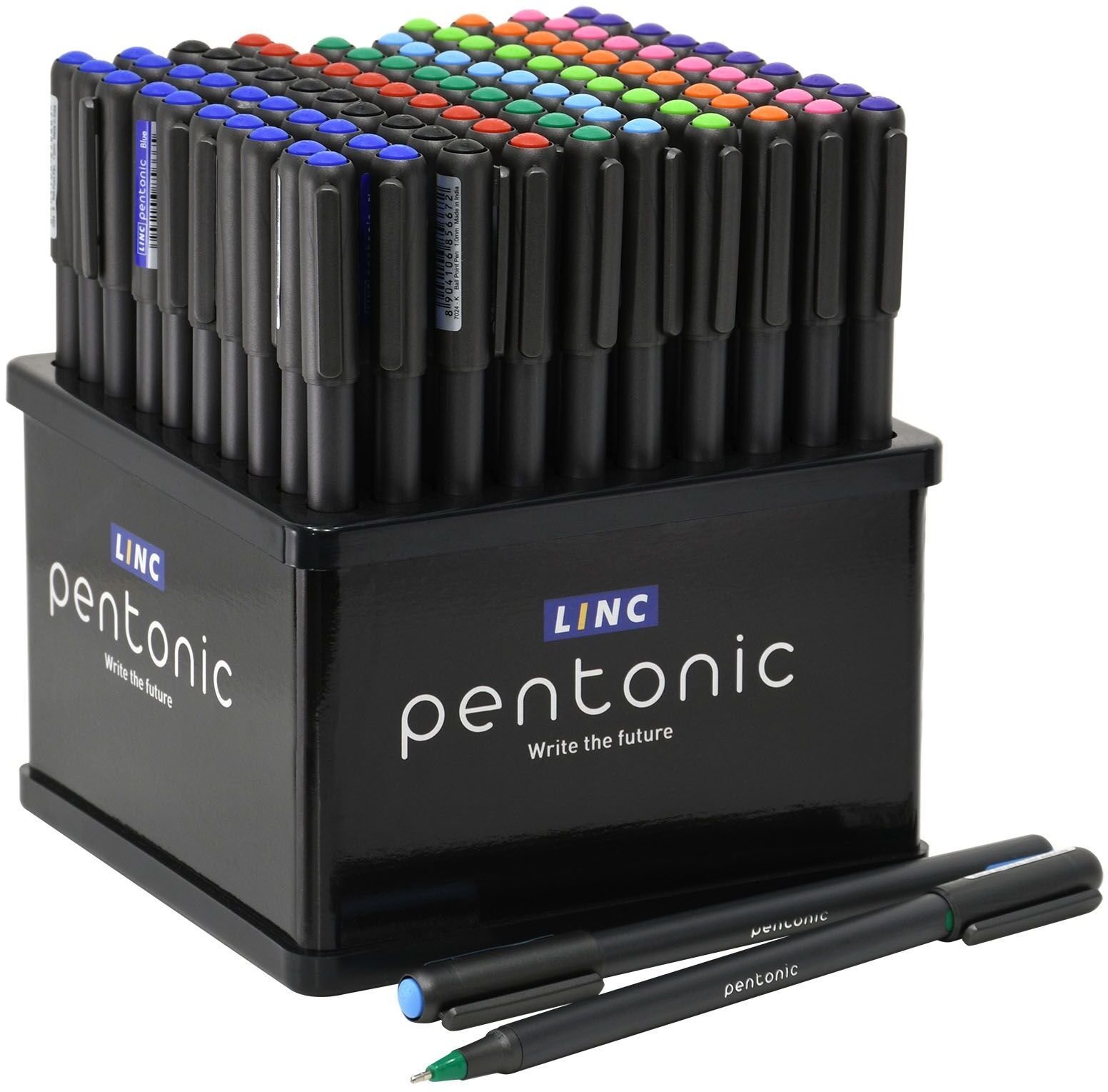 Display długopisów LINC Pentonic, śr. kulki 1,0mm, gr. linii 0,5mm, 100 szt., mix kolorów