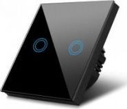 Maclean dotykowy włącznik światła, podwójny, szklany, czarny z okrągłym przyciskiem z podświetleniem (MCE704)