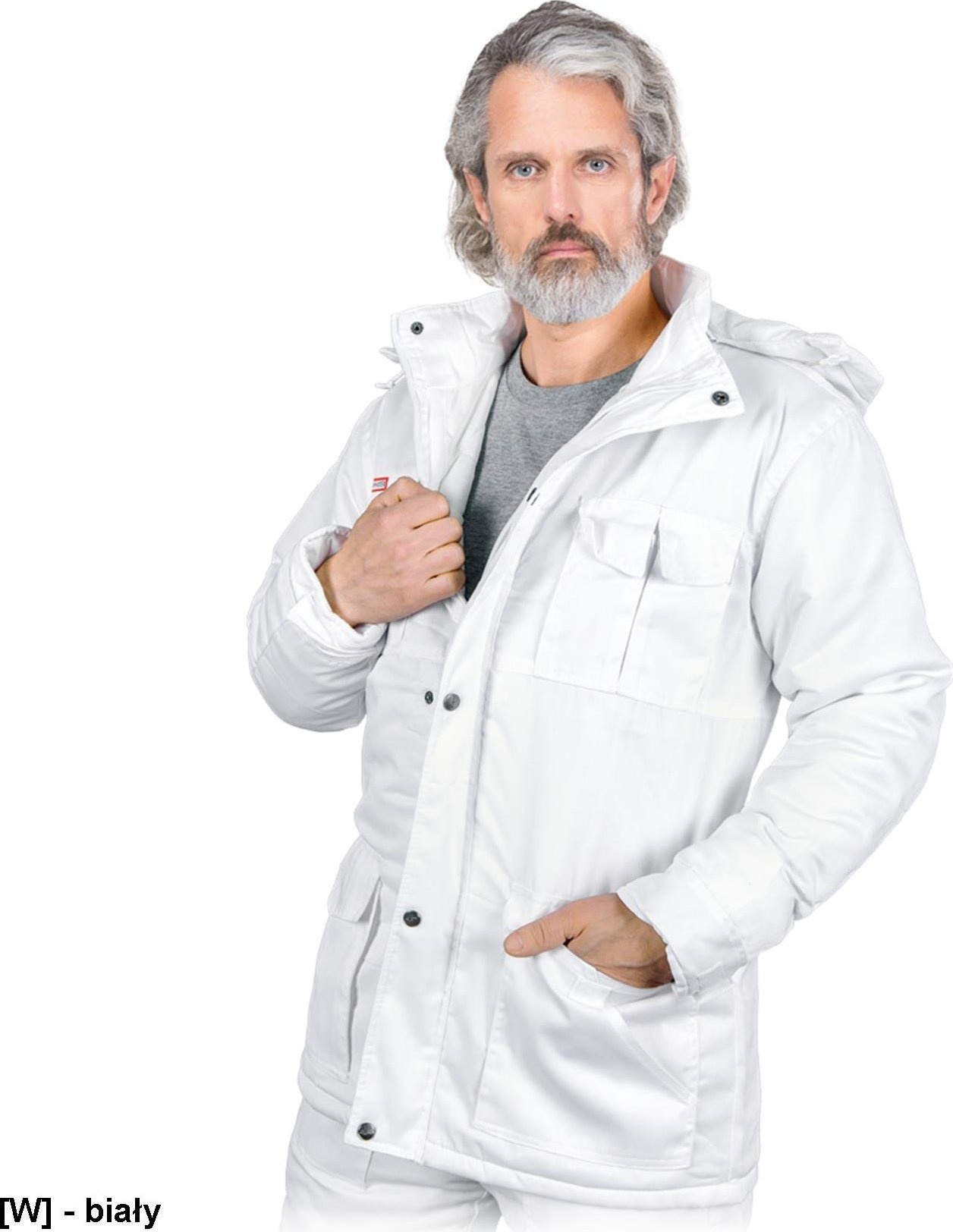 R.E.I.S. KMO-WHITE - Kurtka zimowa Master w wersji przedłużanej 2XL