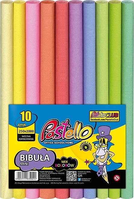 Pastello Bibuła PASTELOWA MINI 25x200 cm mix 10 kolorów PAS-3382 Pastello