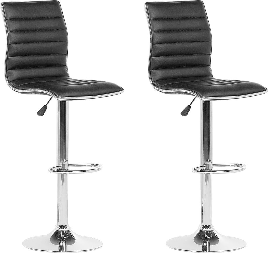 Beliani Zestaw 2 hokerów barowych regulowanych ekoskóra czarny LUCERNE