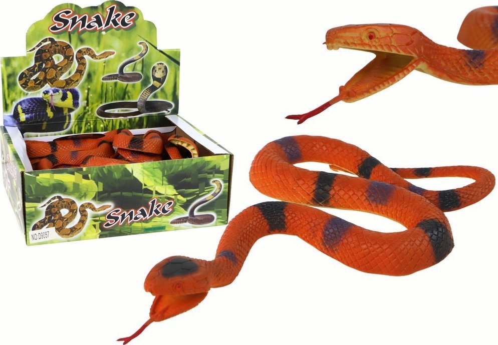 LeanToys Sztuczny Gumowy Wąż Brązowy Z Czarno- Siwymi Łatkami