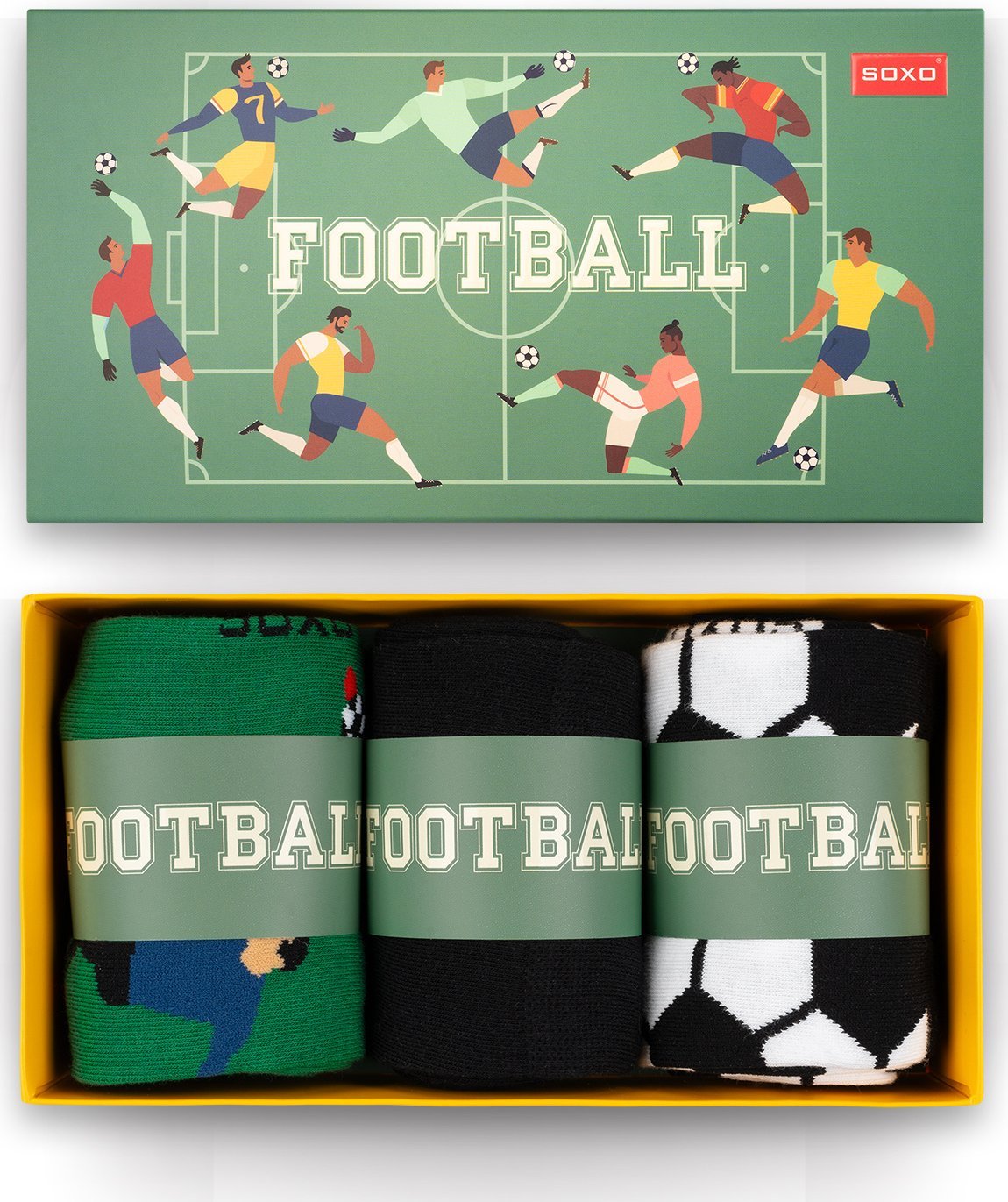 Soxo Zestaw 3x Męskie Skarpetki kolorowe SOXO Football 4045